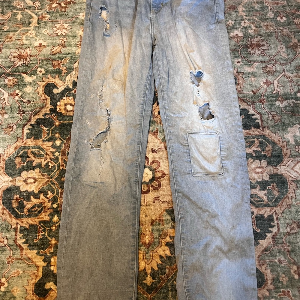 Old Navy Men's Relaxed Distressed Jeans - Light Blue